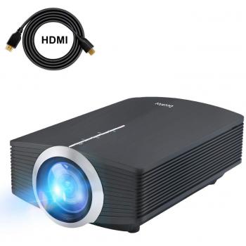 DeepLee DP500 Black Mini Projector, 120-Inch Display Home Cinema Video Game Courtyard Movie Night, Supports PC Laptop PS3/PS4 Xbox Wii via AV USB SD Card HDMI