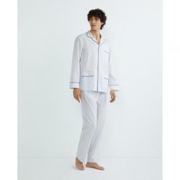 Pijama hombre Emidio Tucci tela rayas con acabado silky finish y piping