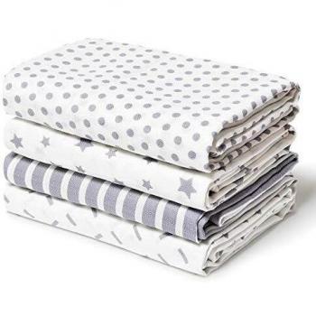 Niimo Muselina Bebe Algodon 120x120 cm 4 Piezas en 100% Algodón Suave Manta Abrigo Multifuncional Cuadrados para Niños Nacido Toalla de Bebé