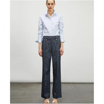 Vaquero recto wide leg efecto flameado