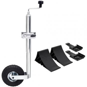 Rueda Jockey 48 mm con Abrazadera Partida, 2 Calzos para Ruedas y 2 Soportes de Montaje