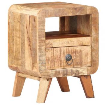 Rough Mango Wood Bedside Cabinet 30x30x41 cm - Vintage Industrial Nightstand