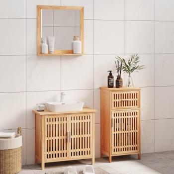 Conjunto de muebles de baño 3 piezas madera maciza de nogal Día y Noche