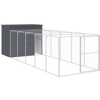 Galvanised Steel Dog House with Run - Anthracite 214x661x181 cm