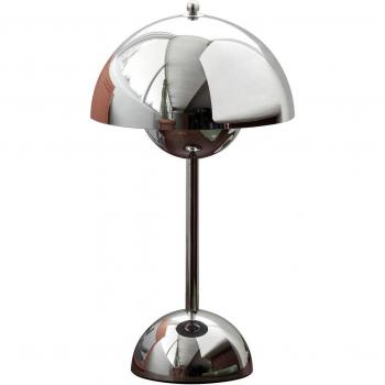 Lámpara de mesa LED recargable Flowerpot VP9, cromada con variador táctil y carga magnética
