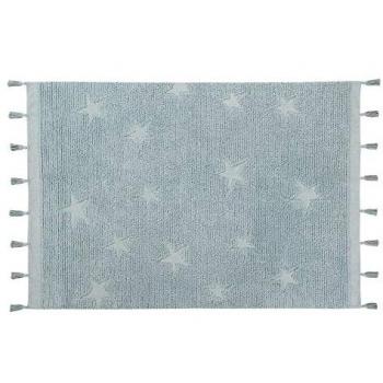 Lorena Canals - Alfombra lavable Hippy Stars Aqua Blue - Azul agua - 97 % algodón 3 % otras fibras - 175x120 cm