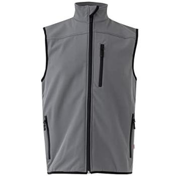 Chaleco Soft Shell Talla XL 94% Poliéster 6% Elastano Multibolsillos con Forro Polar y Cierre Central de Cremallera Color Gris con Detalles en Rojo Serie 205