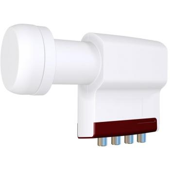LNB Quattro Inverto Red Extend 40mm - Bajo Ruido, Universal, Blanco y Rojo