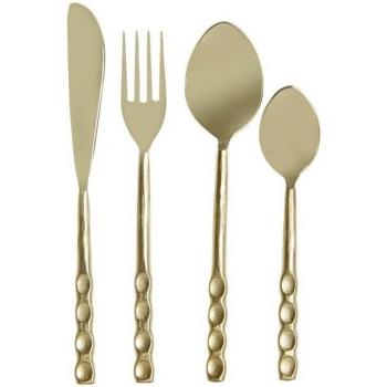 Cubertería set 16 inox 4,5x1,5x21 relieve dorado
