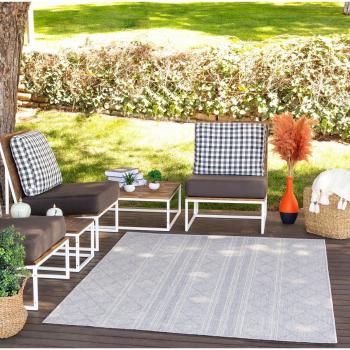 Surya - Alfombra Moderna de Exterior Terraza Balcón Cocina Gris y Marfil 120 x 170 cm