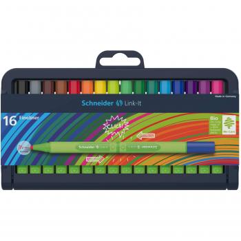 Estuche de 16 rotuladores fineliner Link-It 0,4 mm colores surtidos SCHNEIDER