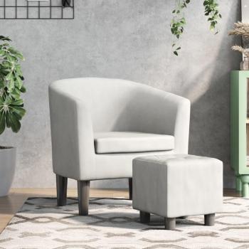 Sillón con taburete de cuero sintético blanco Día y Noche Vidaxl