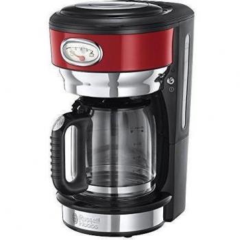 Russell Hobbs Cafetera de Goteo Retro - Cafetera Vintage, 10 Tazas, Jarra Cristal 1,25L, Soporte de Filtro Lavable, Tecnología de Rociado Avanzada, Cuchara Medidora, Acero Inoxidable, Rojo - 21700-56