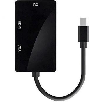 (Black) 3 in 1 Thunderbolt Mini Displayport To HDMI/VGA/DVI Display Port Adapter Cable for Apple Mac,Macbook Pro/Air, iMac, Microsoft Surface Pro