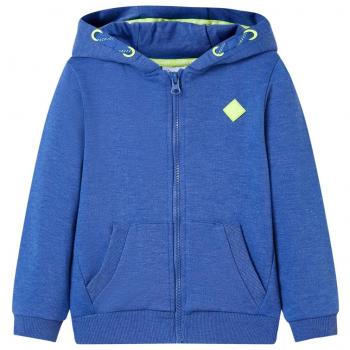Sudadera infantil con capucha y cremallera azul mélange 128