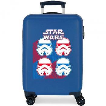 Maleta de Cabina Infantil Star Wars Droids Vader Rígida 55 cm 4 Ruedas Azul
