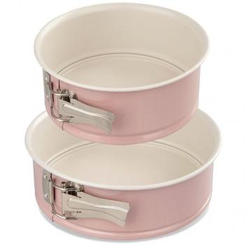 Conjunto de 2 moldes desmontables Dr. Oetker Rétro de 18 y 20 cm, acero inoxidable con revestimiento cerámico, color rosa