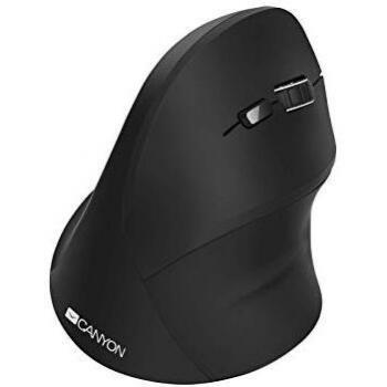 Ratón Inalámbrico Vertical Canyon CNS-CMSW16B, Óptico, 1600 DPI, 6 Botones, Ambidextro, Negro