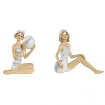 Figura Decorativa Home ESPRIT Mediterránea Blanco y Azul Cielo (2 Unidades) 8 x 8 x 12,5 cm