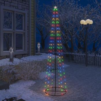 Árbol de Navidad forma de cono con luces LED coloridas 70x240 cm