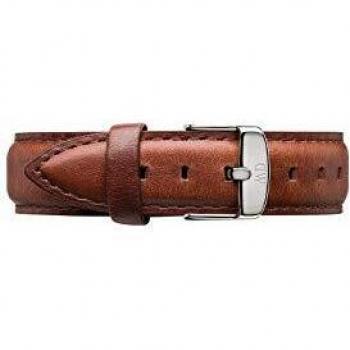 Cinturino Unisex de Cuero Marrón Daniel Wellington Classic St Mawes con Hebilla de Plata 18mm