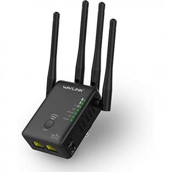 WAVLINK Repetidor WiFi, Amplificador Señal WiFi Banda Dual, 1200Mbps Inalámbrico WiFi Extensor, 5 GHz y 2.4 GHz, Soporta Ap/Repeater/Router Modos, WPS, 2 Puertos Ethernet.