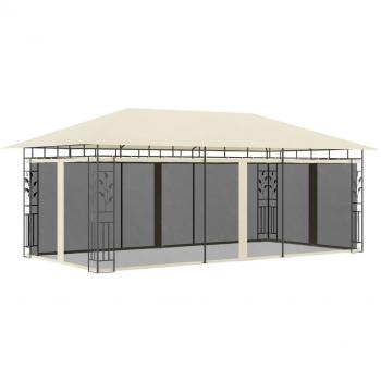 Cenador Gazebo con mosquitero 6x3x2,73 m color crema