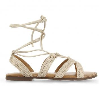 SANDALIAS MUJER GIOSEPPO DARNEY 69130 - Sandalias planas de mujer de piel trenzadas estilo romanas con cordones