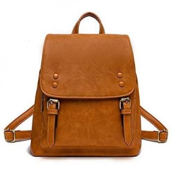 Bolso Mochila Cuero Mujer Casual, JOSEKO Mochila Antirrobo Impermeable Mochila de Estudiante con Solapa de Cuero Monedero de Elegante para Damas Universitarias con Correas Ajustables