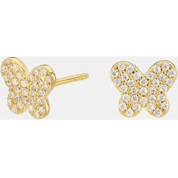 Pendientes Mariposa de Plata Chapados en Oro con Circonitas SEA-201-023-UU