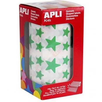 APLI Kids - Rollo de gomets estrella, color verde