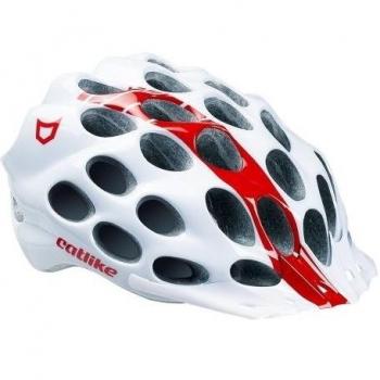Catlike Whisper - Casco de ciclismo, color blamco/rojo brillo, talla MD