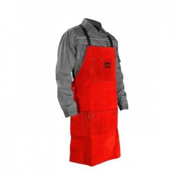 Delantal para soldar Telwin 804369, fabricado en material resistente al calor y a las salpicaduras, con ajuste regulable, múltiples bolsillos para herramientas, diseño ergonómico y protección completa del torso