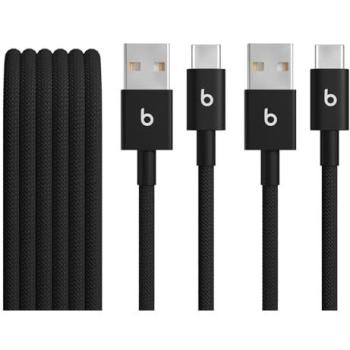 Cable USB-A a USB-C trenzado de 1.5 m, color negro (2 unidades)