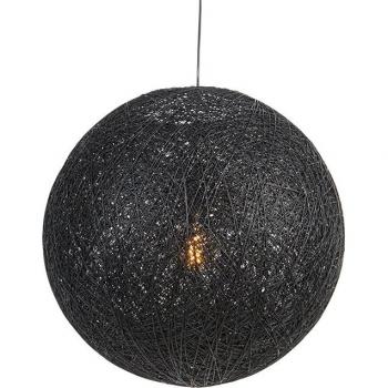 Lámpara colgante country negra 60cm - Corda, papel/acero, esfera/redonda, adecuada para LED, max. 1 x 60 Watt