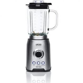 HAEGER ULTRA SMOOTHIE - Batidora de Vaso con 1200W de potencia, capacidad de 1,75L - jarra de vidrio de 1.75 L, cuchilla de TITANIO, trituradora de hielo + función 60 segundos