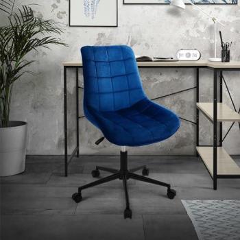 Silla de Oficina Ergonómica Azul con Asiento de Terciopelo y Ruedas, Estructura Metálica Ajustable ML-Design