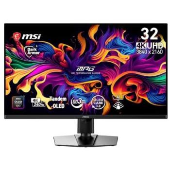 Monitor Gaming MSI MPG 322URDE QD-OLED X24 31.5 4K UHD 240Hz con tiempo de respuesta de 0,03ms y puertos HDMI, DisplayPort y USB-C