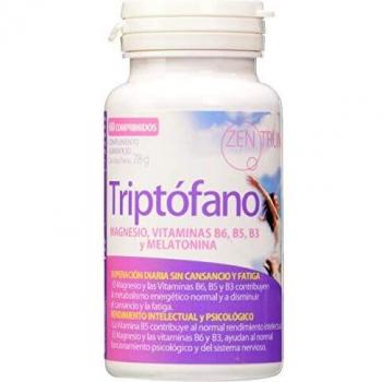 Zentrum90 Triptófano - Rendimiento Intelectual Psicológico y Superación, Magnesio + Vitaminas B6 + B5 + B3 + Melatonina, 60 comprimidos