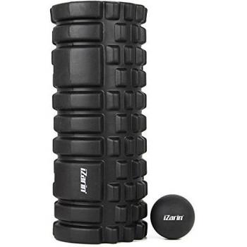 iZarin® Rodillo de Espuma para Masaje Muscular / Diseño en Cuadrícula / Terapia de puntos gatillo para rodilla de corredores, dolor de espalda, dolor de pantorrilla, liberación miofascial, Banda TI y Alivio completo de rigidez corporal + Bola de LaCro
