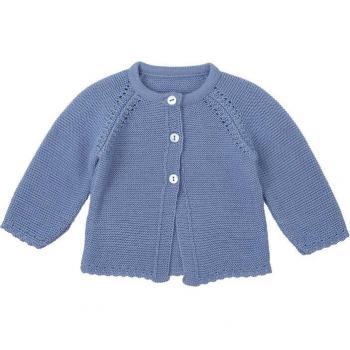 Chaqueta de bebé niño en tricotosa color azul vaquero con cierre de botones