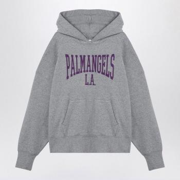Palm Angels Women's College Hoodie Melange Grey/Violet | Size XS | PWBB023F24FLE001