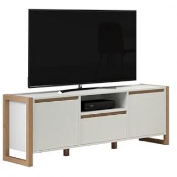 Mueble de TV Dakota Blanco con 2 Puertas, 1 Nicho y 1 Compartmento Abatible - 150 x 56 x 40 cm