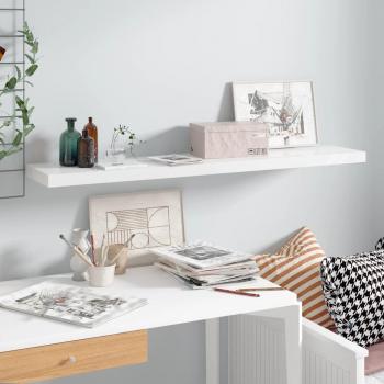 vidaXL Floating Wall Shelf High Gloss White 120x23.5x3.8 cm MDF
