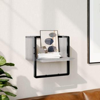 Estante de pared con barra gris Sonoma 30x25x30 cm, Estante de pared con barra 30x25x30 cm Negro, Roble Sonoma, Roble ahumado, Mueble Almacenaje Estantería para