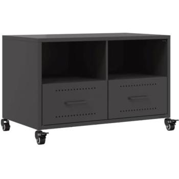 Mueble TV Multimedia Buffet Estantería Acero Negro 68 x 39 x 43,5 cm