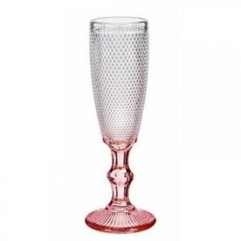 Arte Regal Set 6 Copas de Vino y Champán de Cristal Puntos Cava Pie Rosa 18 Cl 20 X 7 X 5.8 Cm