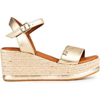 Sandalias de Mujer Popa Arambol con Cuña en Laminado Oro Brillante