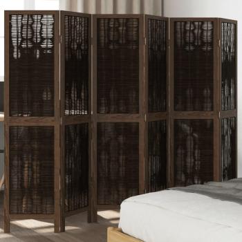 Biombo separador de 6 paneles madera paulownia marrón oscuro vidaXL