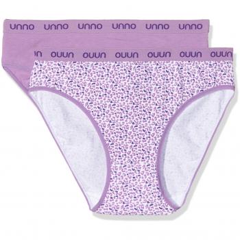 Unno - Bragas bajas para mujer, lot de 2, color Leopardo/Lila, talla S